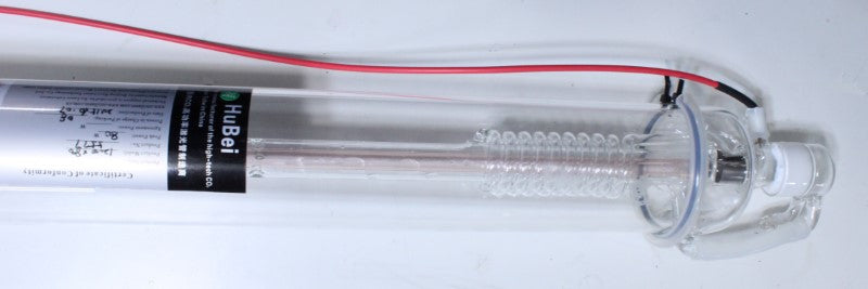 80 Watt CO2 laser tube shown from one edge