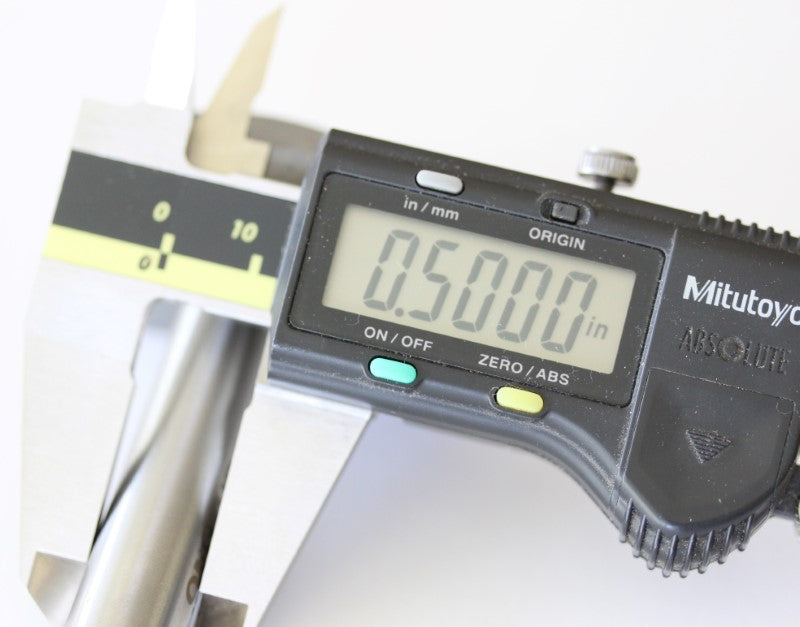 Onsrud 2" Cut Diameter V-Carving End Mill shown with a caliper. The measurement reads .5 inches.