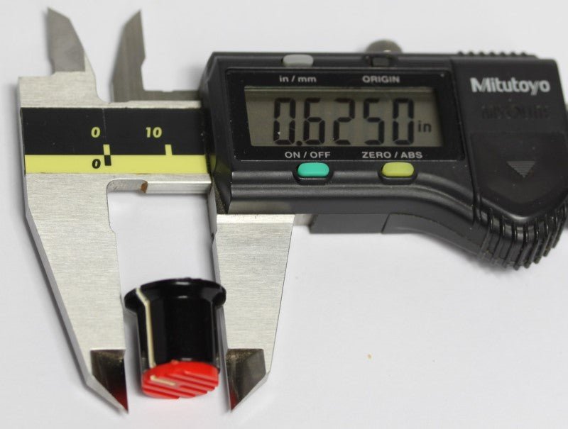 Black and red potentiometer cap. Height Measurement.
