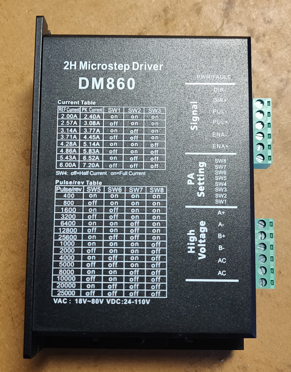 6.0 Amp Stepper Motor Driver 400-25000 Steps Per Revolution