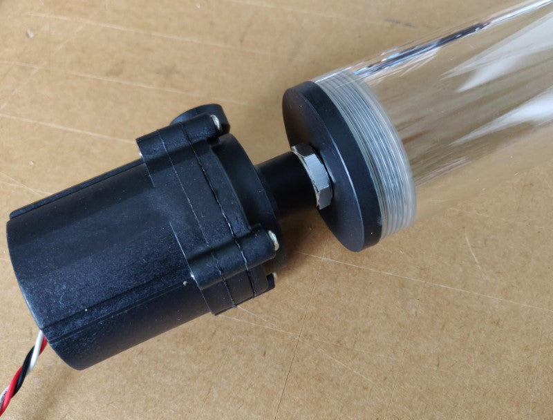 pump and water reservoir connection using the G1/4 coupling fitting for CNC router spindle water cooling and CPU Cooling kit