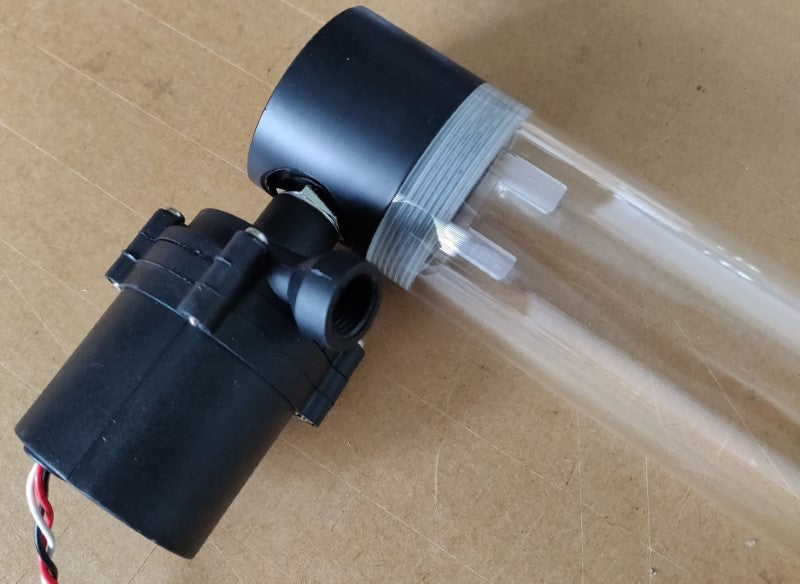 Alternate connection for pump and water reservoir coupling with the G1/4 fitting for CNC router spindle water cooling and CPU Cooling kit