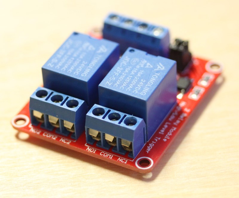 View of the output side of the 24VDC dual relay module