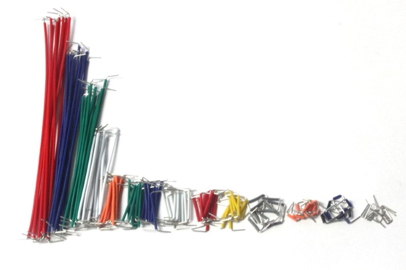 140 piece multi-color multi-size jumper wires for breadboarding. 