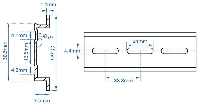 DIN Rails (Single 12 Inch Length)