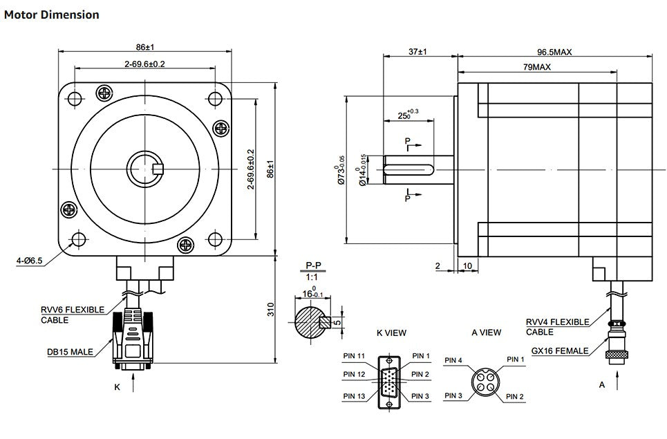 Closed Loop NEMA 34 Stepper Motor (679 oz-in 14mm single shaft) and Mating Driver