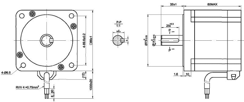 679 oz-in stepper motor NEMA 34 14mm shaft dimensions image