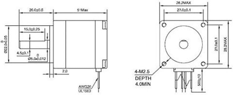 Dimensions of the NEMA 11 Stepper Motor 