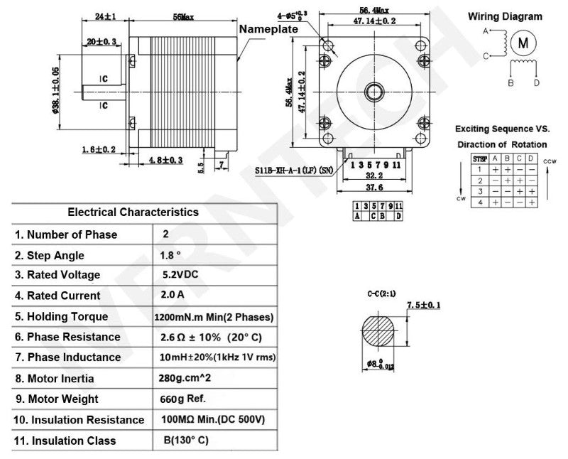 NEMA23 100 oz-in motor datasheet