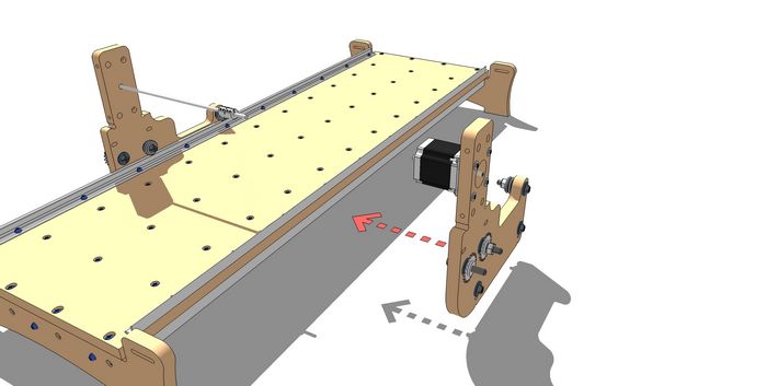 Add Shaft, Coupling to Shaft End Gantry and Attach Gantries to the Rails on the Table.