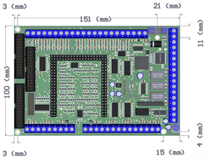 C94 multifunction CNC breakout board dimension drawing in millimeters for control cabinet and DIN rail mounting