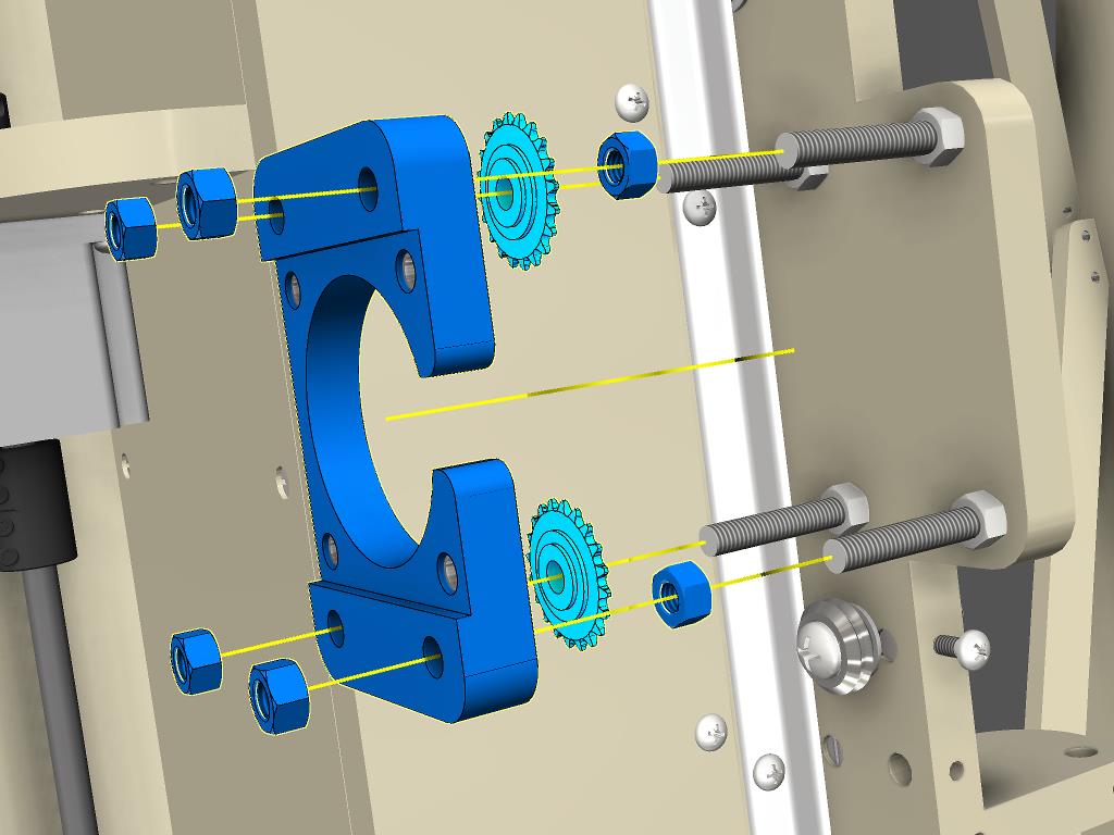 Attach the mount and idler sprockets to the ZY plate