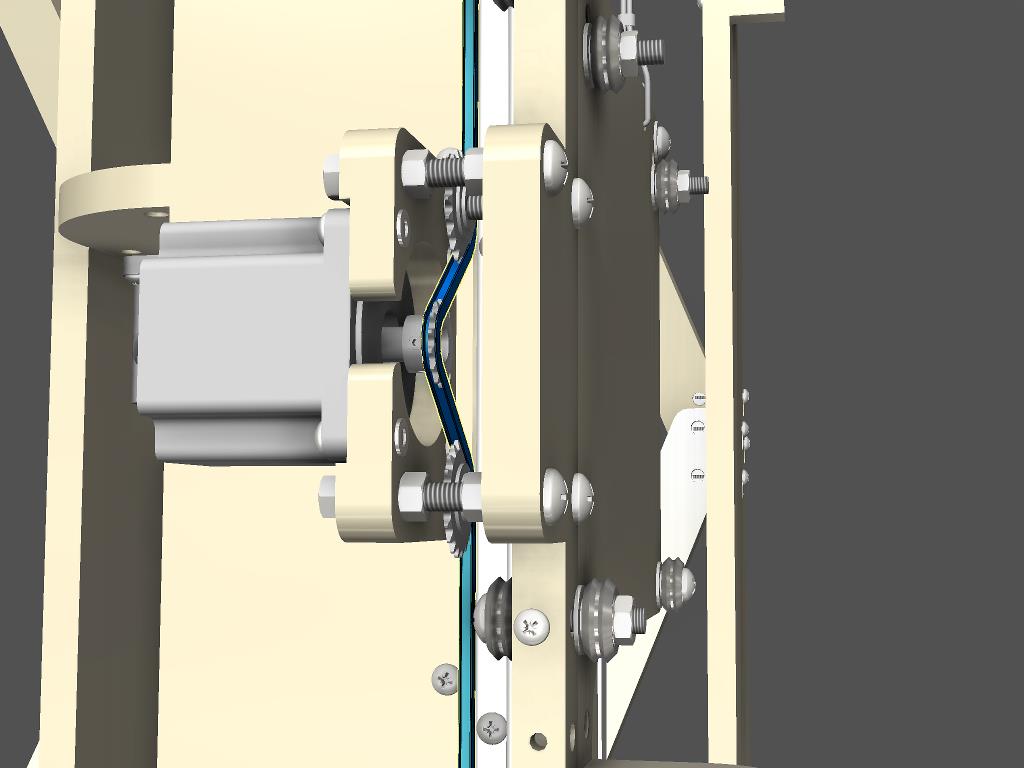 Route the Y axis roller chain around the sprockets