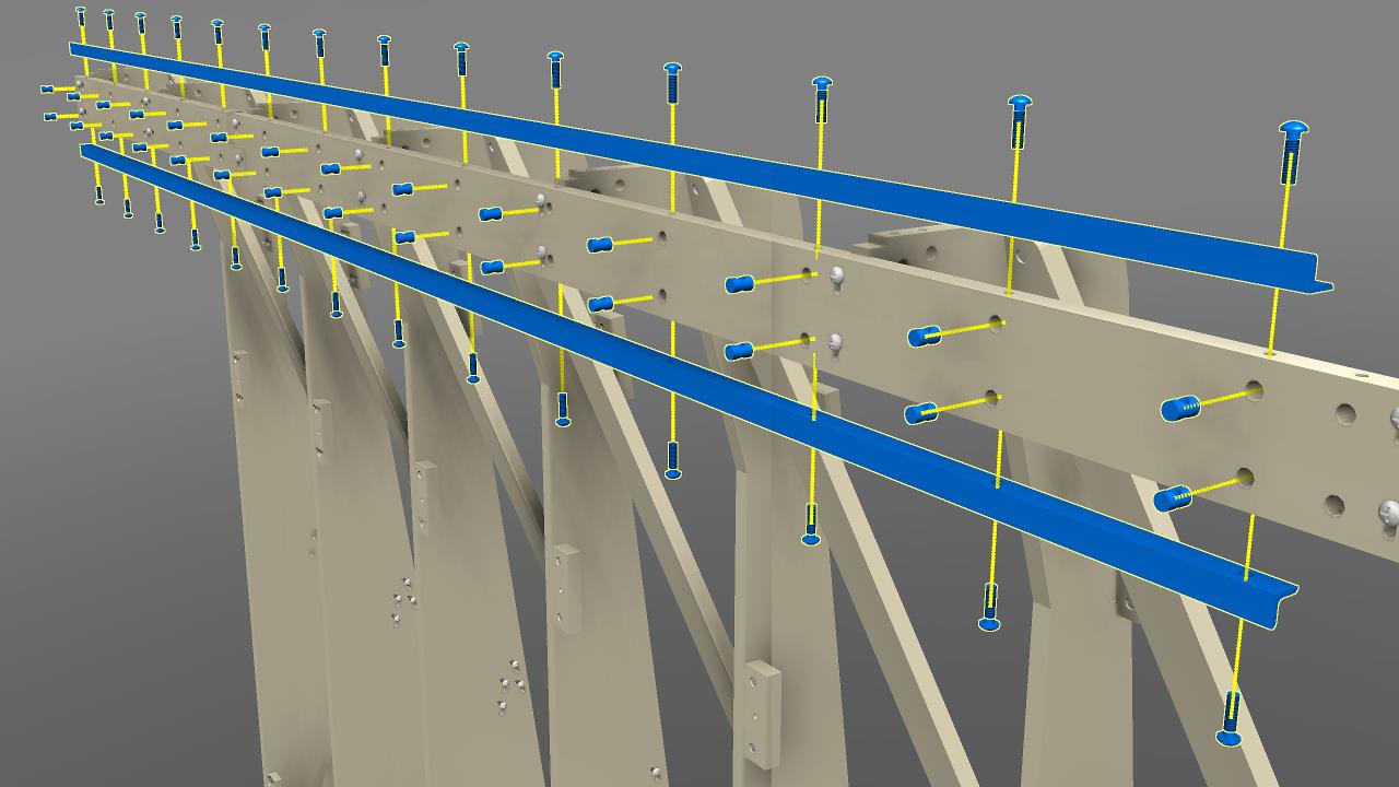 Attach long X axis rail