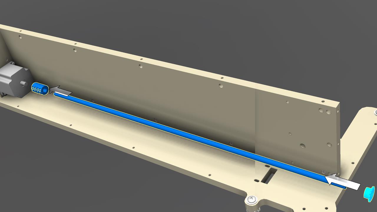 Couple the x-axis rod and drive pulley to the NEMA 34 motor