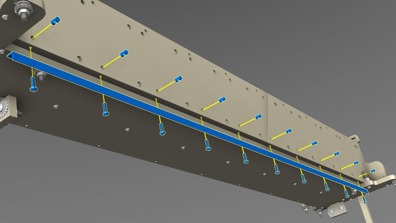 Attach the Y axis rail to the bottom of the Y axis rail support