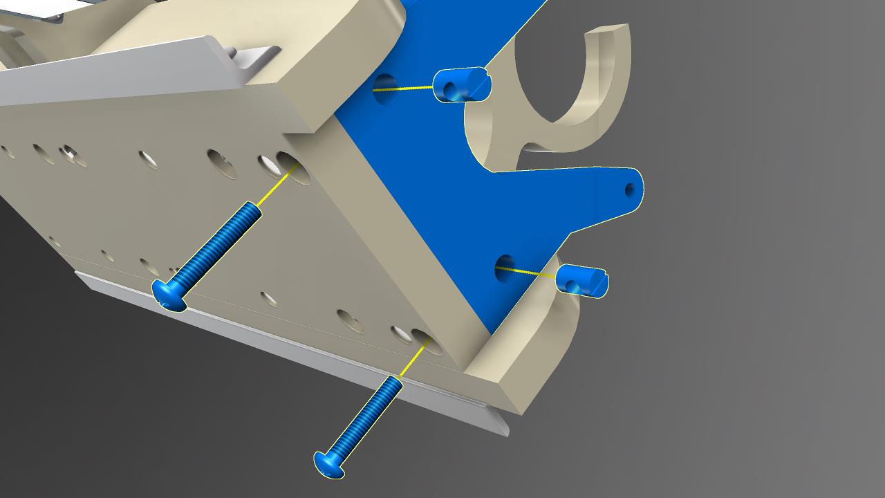 Attach the dust shoe holder to the Z axis rail support