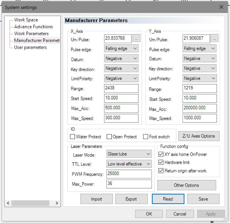 Laser controller parameters instruction 5