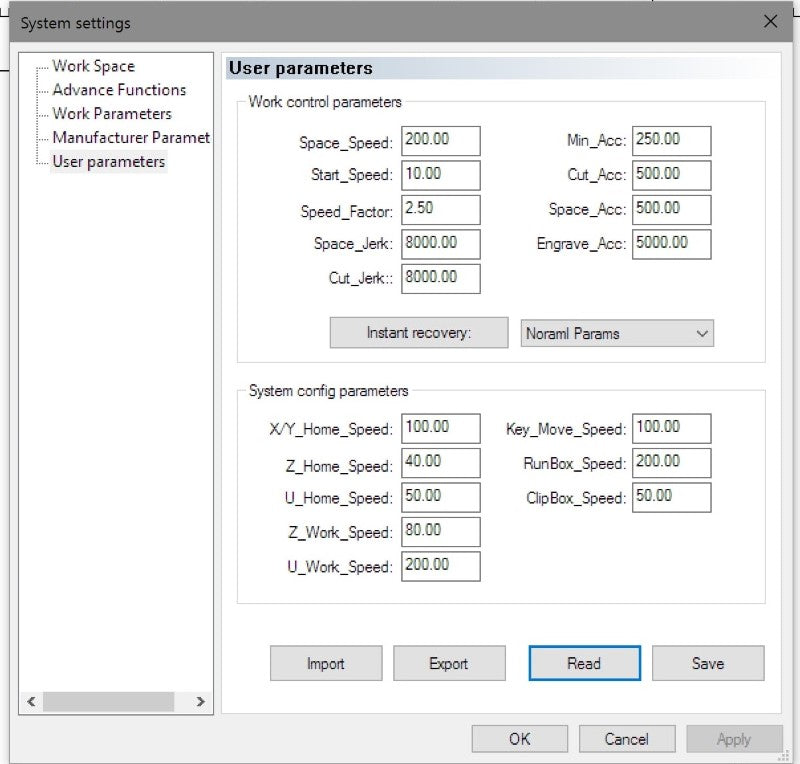 Laser controller parameters instruction 4