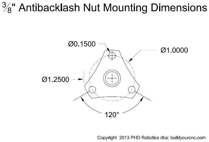 Datasheet for the 3/8" antibacklash nut mount